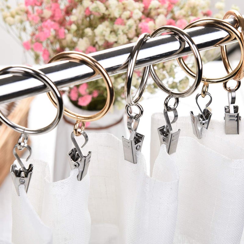 Coideal Curtain Clips Hooks Stainless Steel - Coideal 100 Pack Silver Heavy-Duty Wire Holder for Hanging Camper Awning String Party Lights, Christmas Decoration, Indoor Outdoor Decor - Image 2
